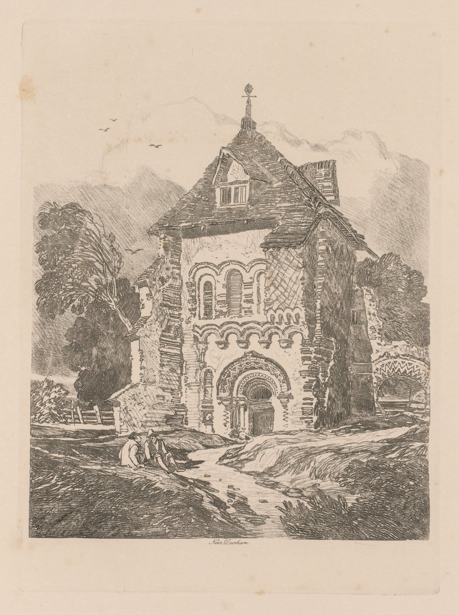 Studiebog: Plade 36, Kirke nær Durham af John Sell Cotman