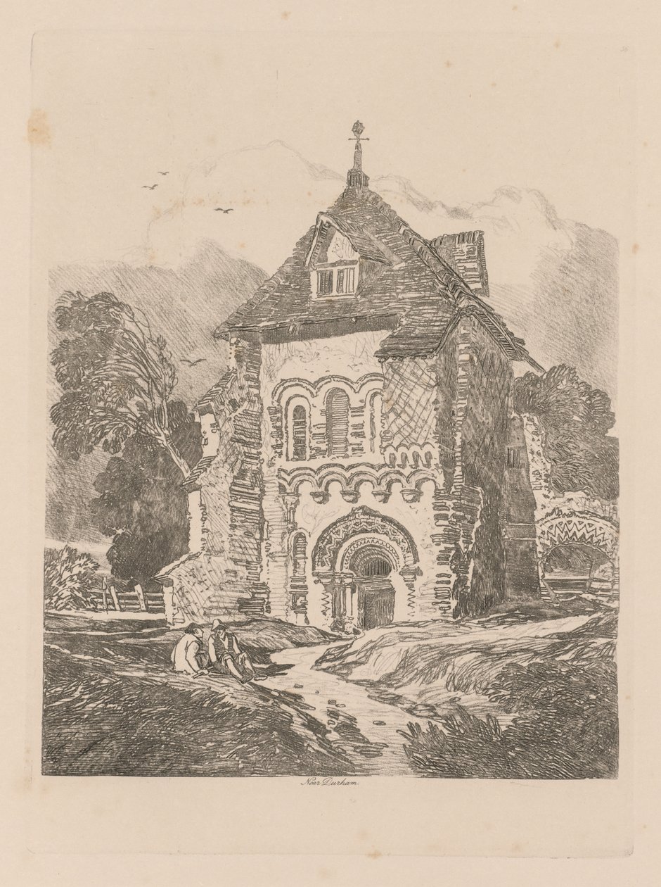 Liber Studiorum: Plade 36, Kirke nær Durham, 1838 af John Sell Cotman