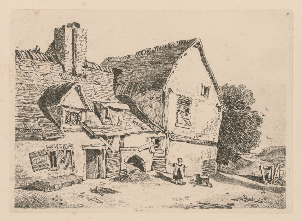 Liber Studiorum: Plade 38, View at Deptford af John Sell Cotman