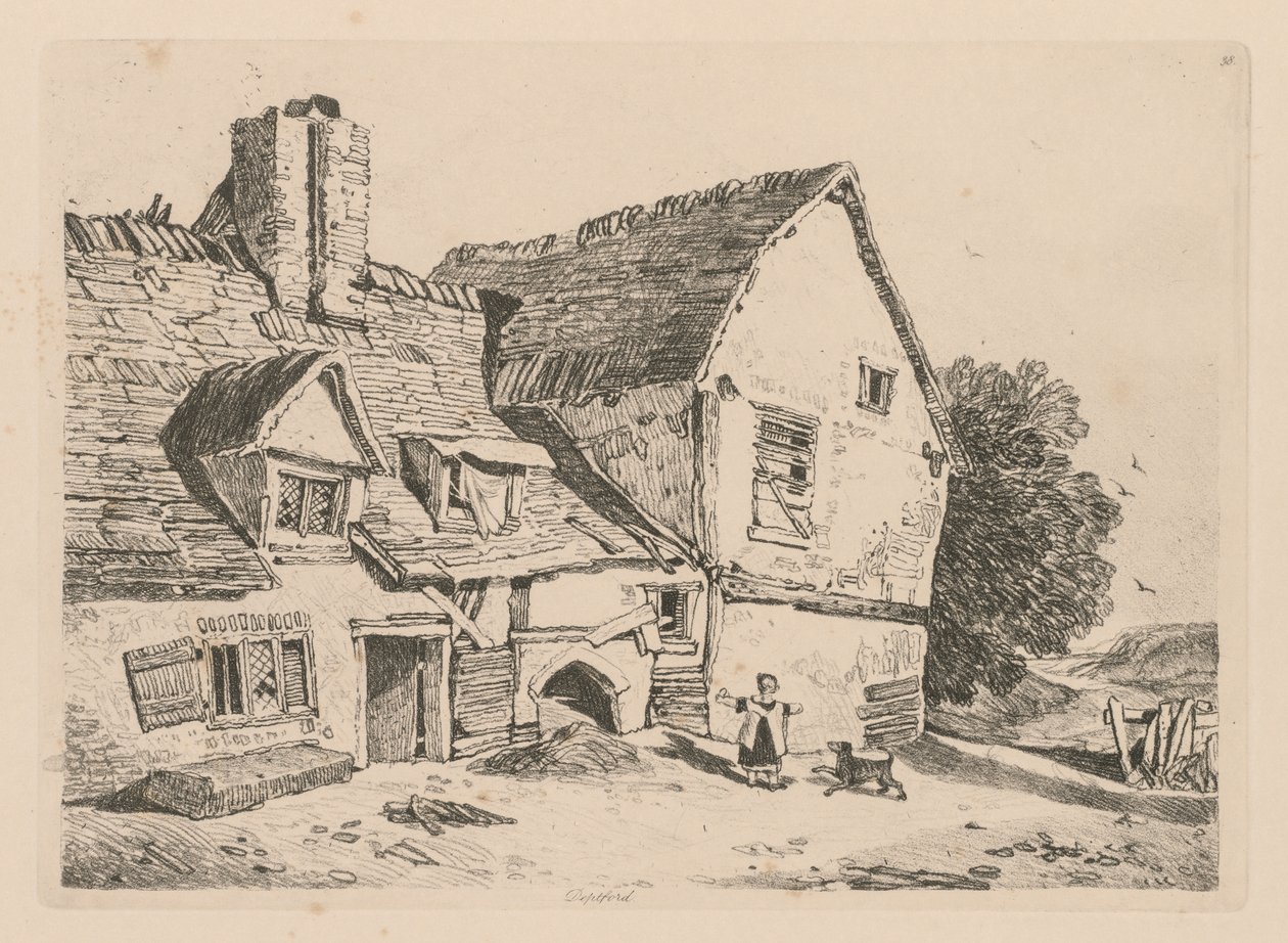 Liber Studiorum: Plade 38, View at Deptford, 1838 af John Sell Cotman