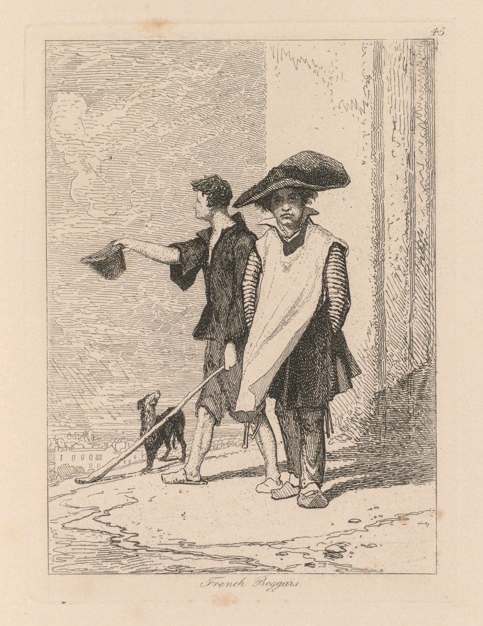 Liber Studiorum: Tallerken 45, franske tiggere af John Sell Cotman