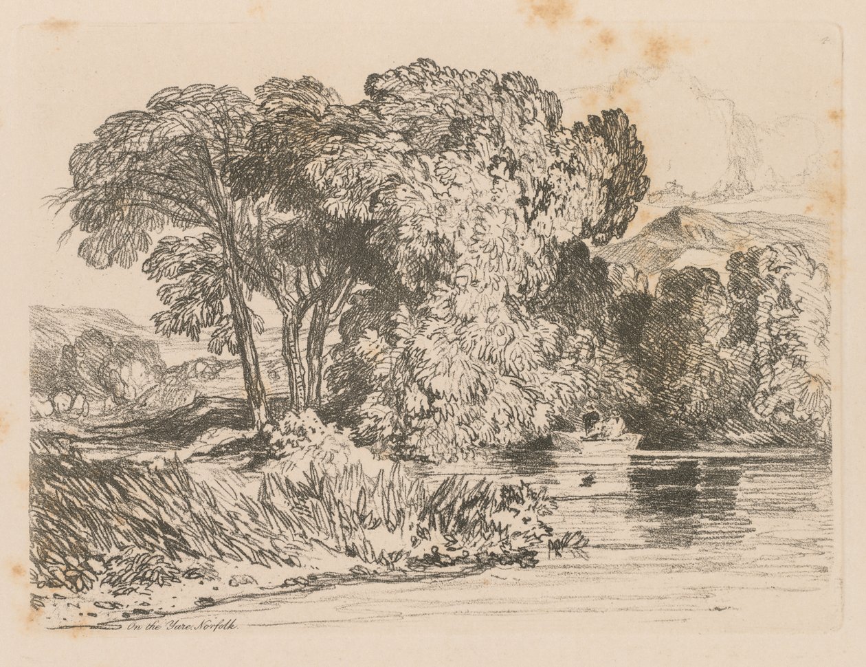 Liber Studiorum: Plade 4, View on the Yare, Norfolk, 1838. af John Sell Cotman