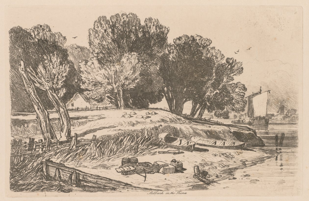 Liber Studiorum: Plade 8, Millbank ved Themsen af John Sell Cotman
