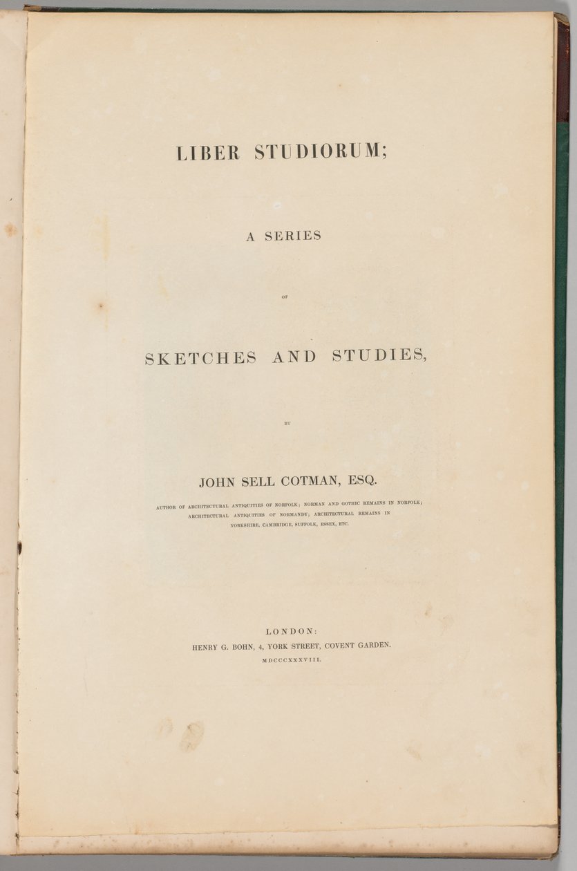 Studiebog: Titelblad, 1838 af John Sell Cotman