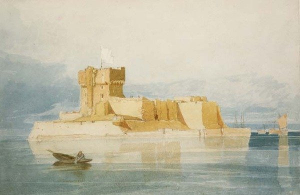 No.1477 Fort St. Marcouf, nær Quineville, i Rade de la Hougue, Normandiet af John Sell Cotman