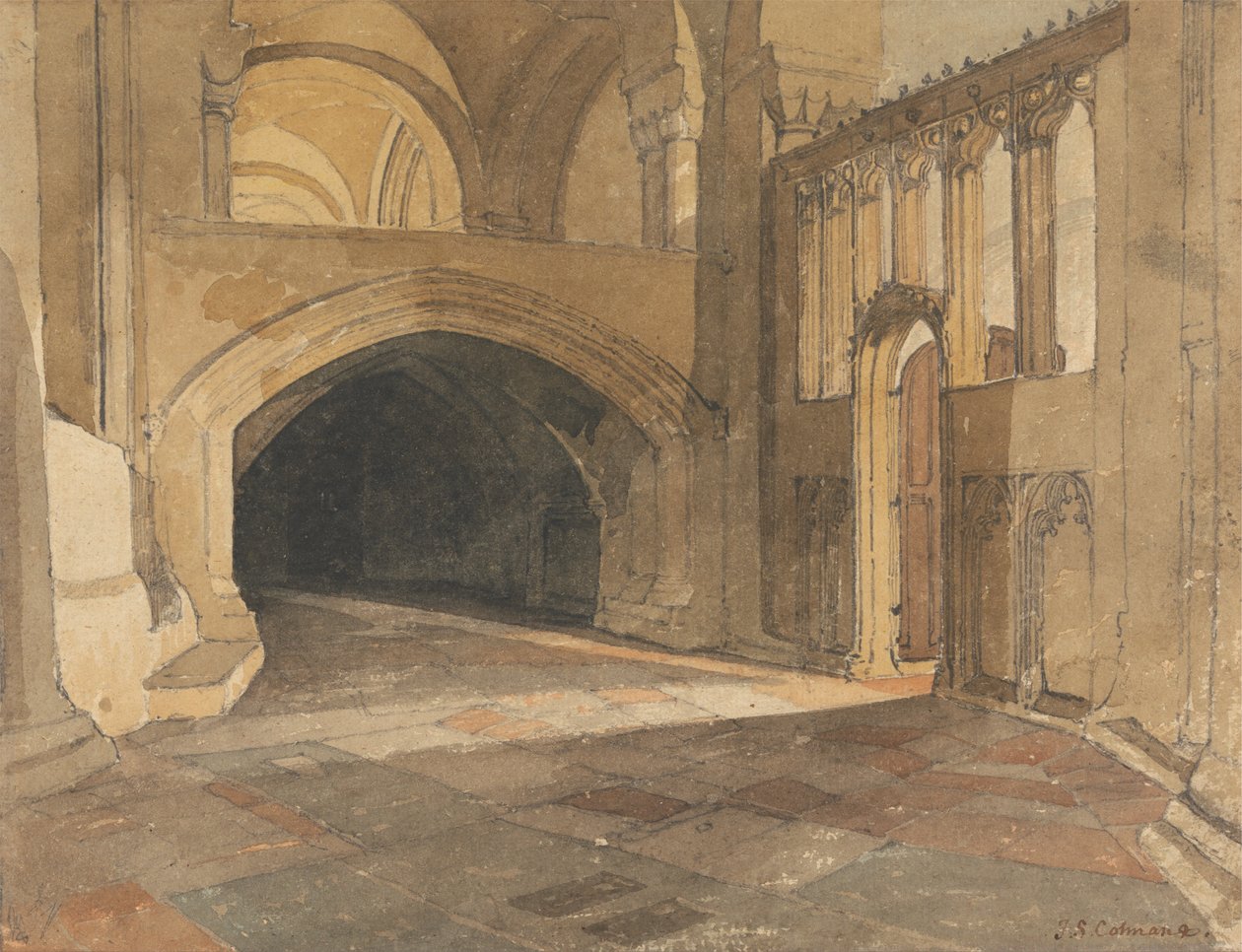 Katedralen i Norwich: Indgang til Jesus-kapellet af John Sell Cotman