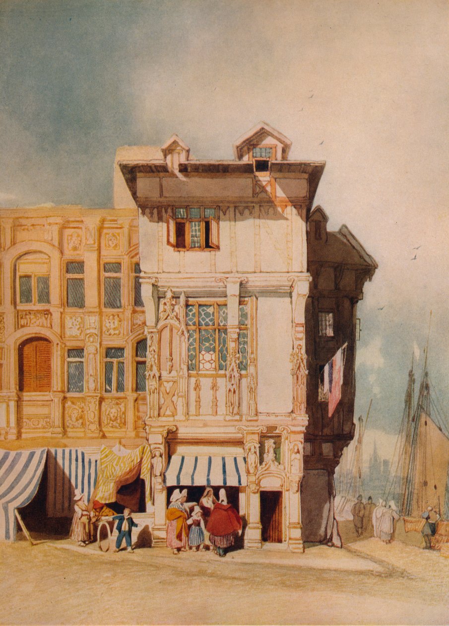 Gamle Huse, med Figurer, c1836 af John Sell Cotman