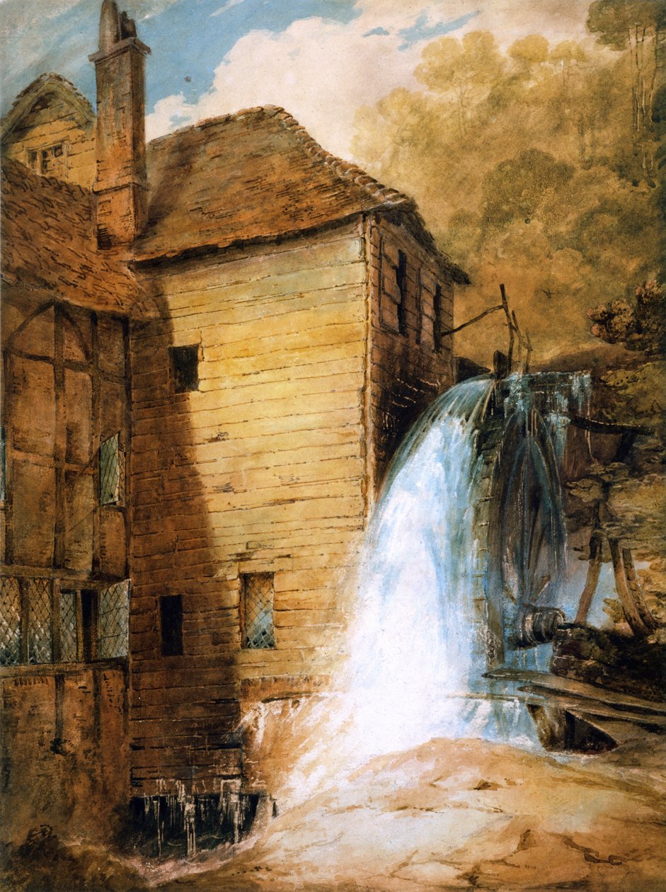 PD.29-1953 An Overshot Mill, c.1802-3 (wc og blyant på papir) af John Sell Cotman