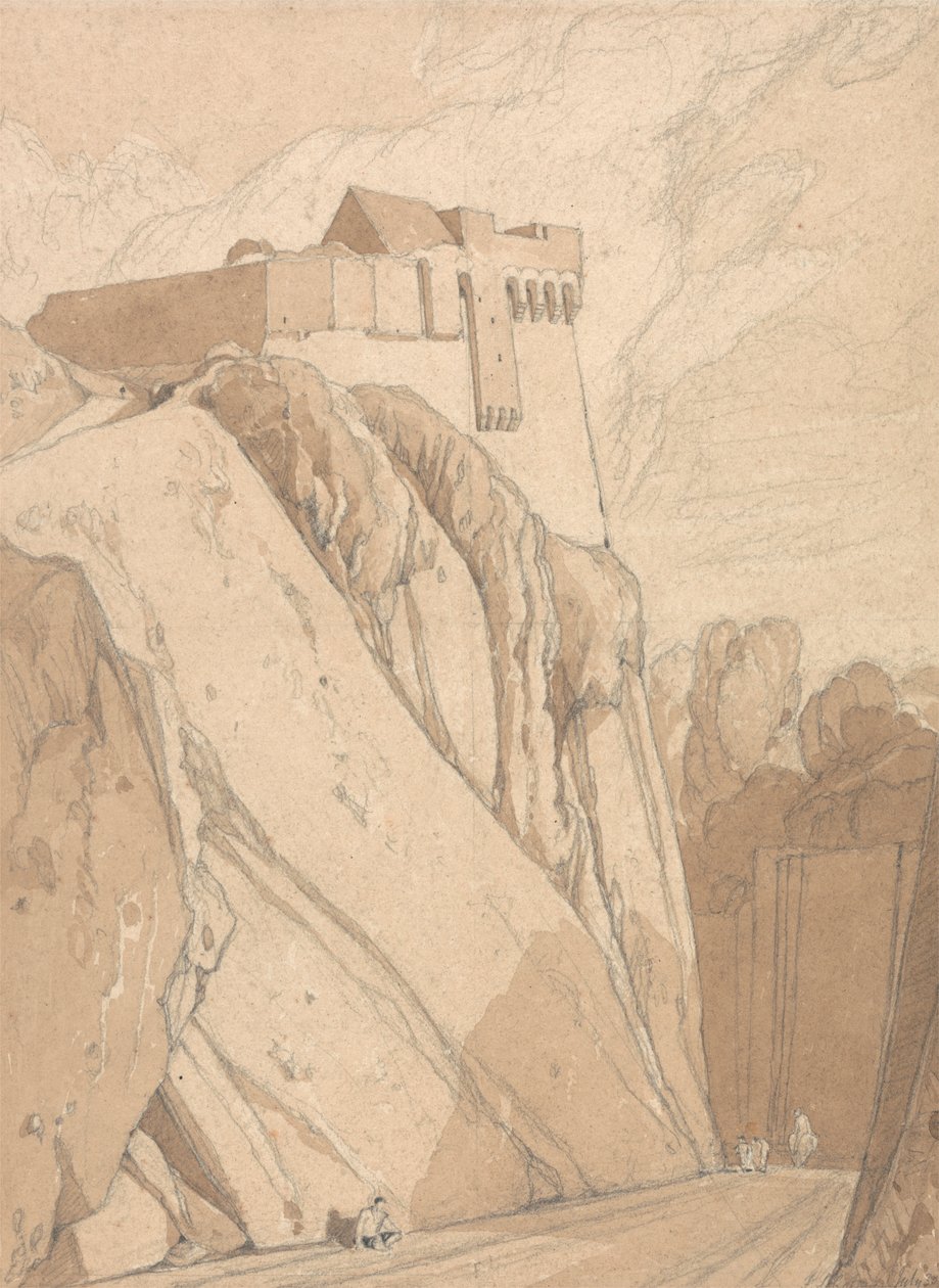 En del af de gamle fæstningsværker ved Saint Lo, Normandiet af John Sell Cotman