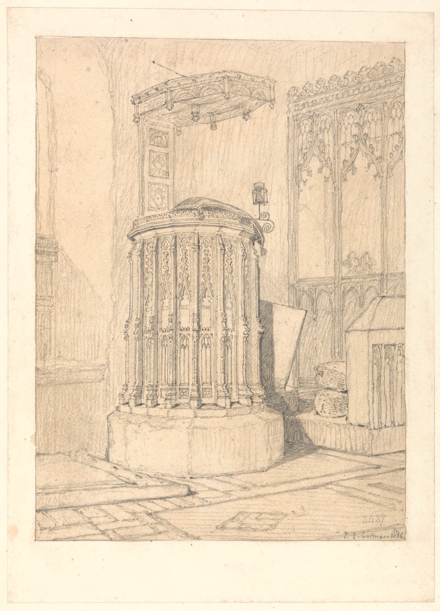 Prædikestol i South Burlingham Church, Norfolk af John Sell Cotman