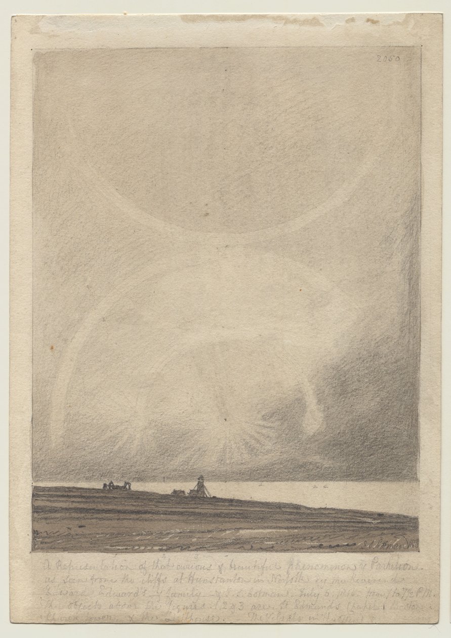 Recto: En effekt af parhelion set fra Hunstanton fyrtårn den 6. juli 1816 af John Sell Cotman