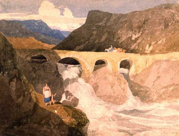 Vej til Capel Curig, North Wales (wc på papir) af John Sell Cotman