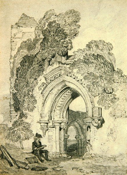 Romansk ruin (blyant på papir) af John Sell Cotman