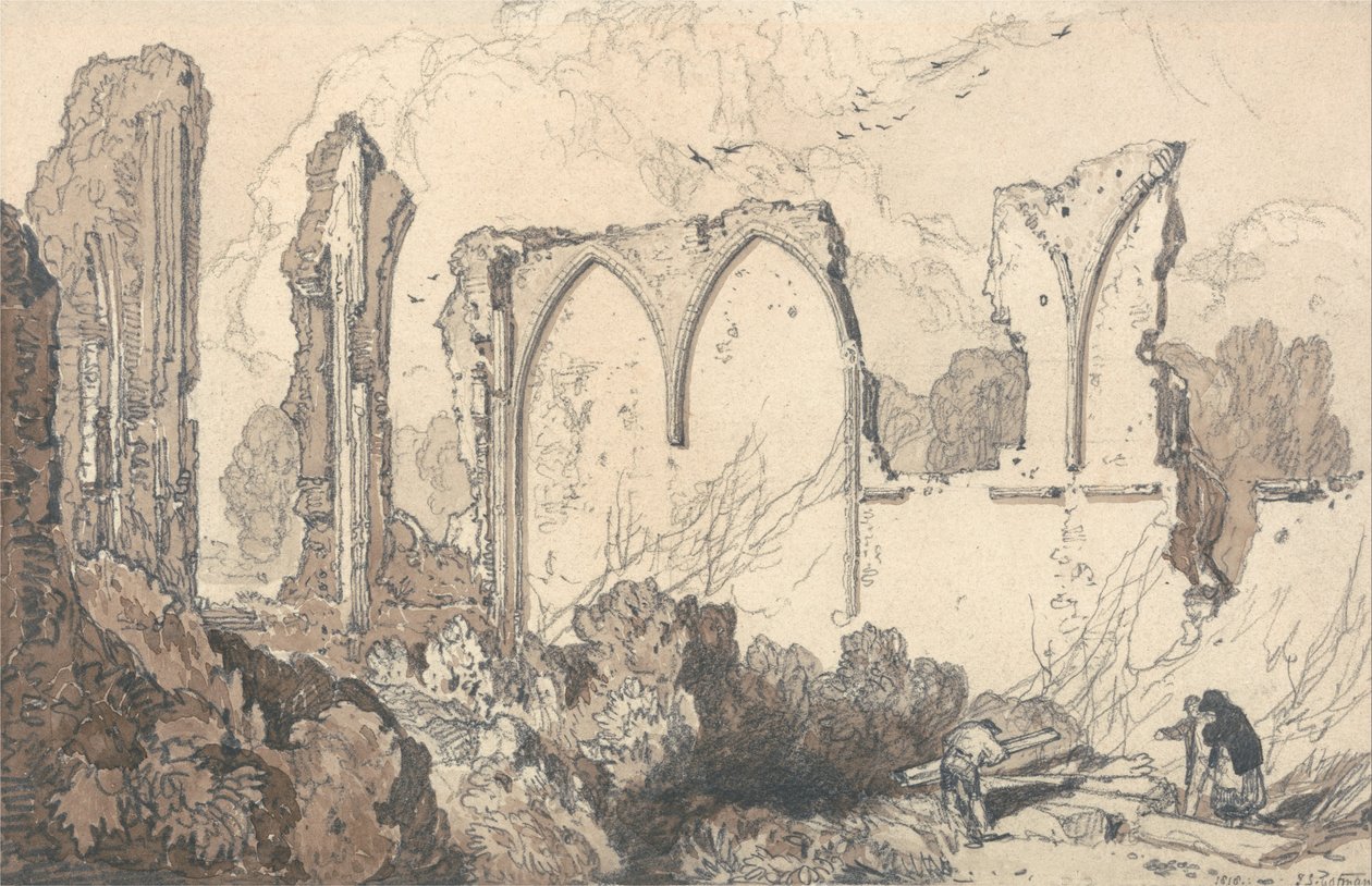 Ruin bag den frie skole, Thetford, Suffolk af John Sell Cotman