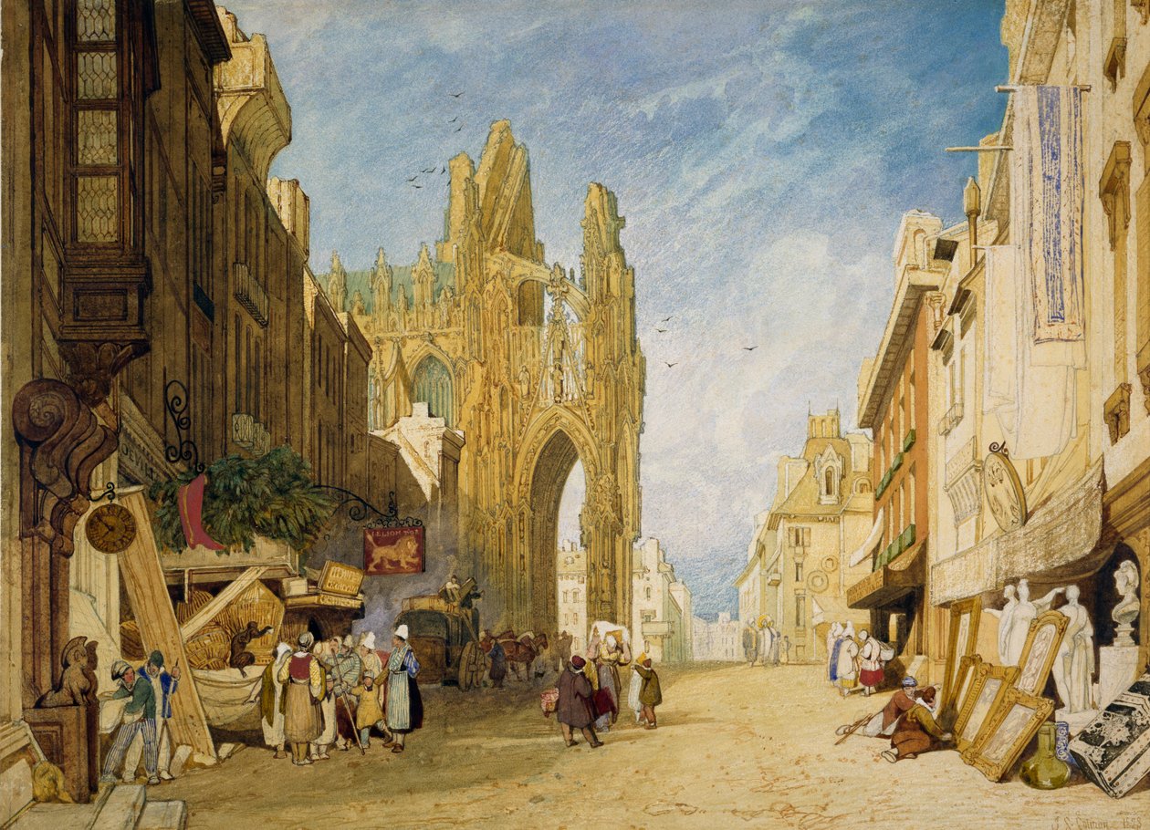 Gadescene i Alencon, Normandiet, 1828 af John Sell Cotman