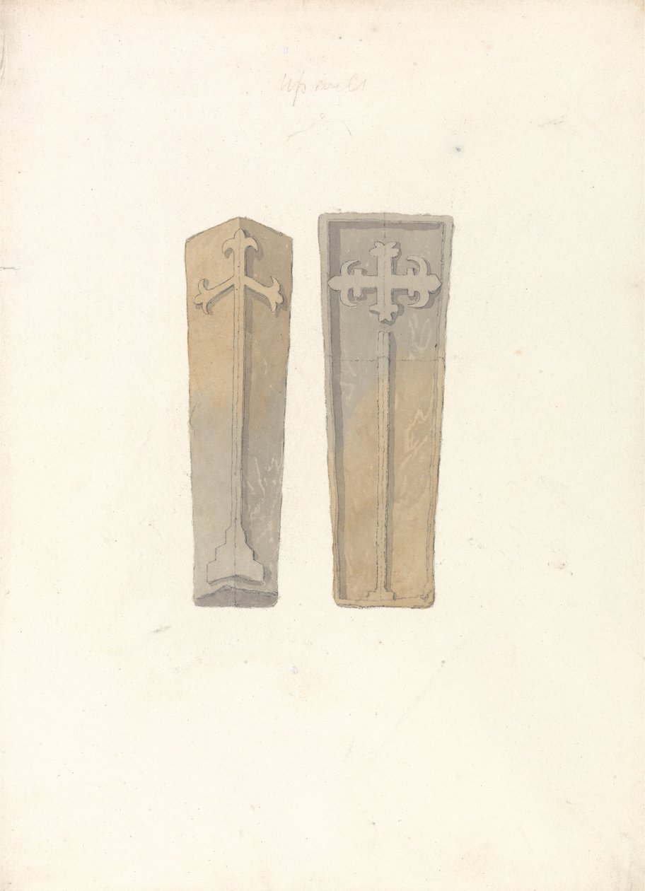 Studier af to kistelåg fra kirker i Norfolk af John Sell Cotman