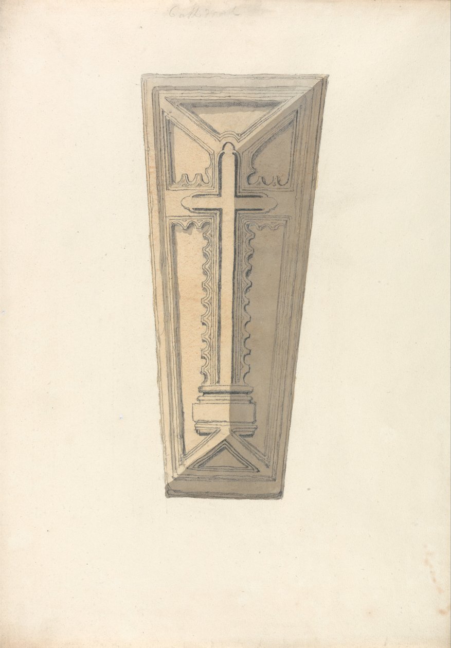 Studie af et kistelåg fra en () kirke i Norfolk af John Sell Cotman