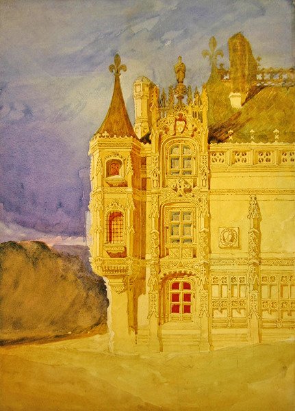 Abbatialhuset i klosteret St. Ouen i Rouen (akvarel på papir) af John Sell Cotman