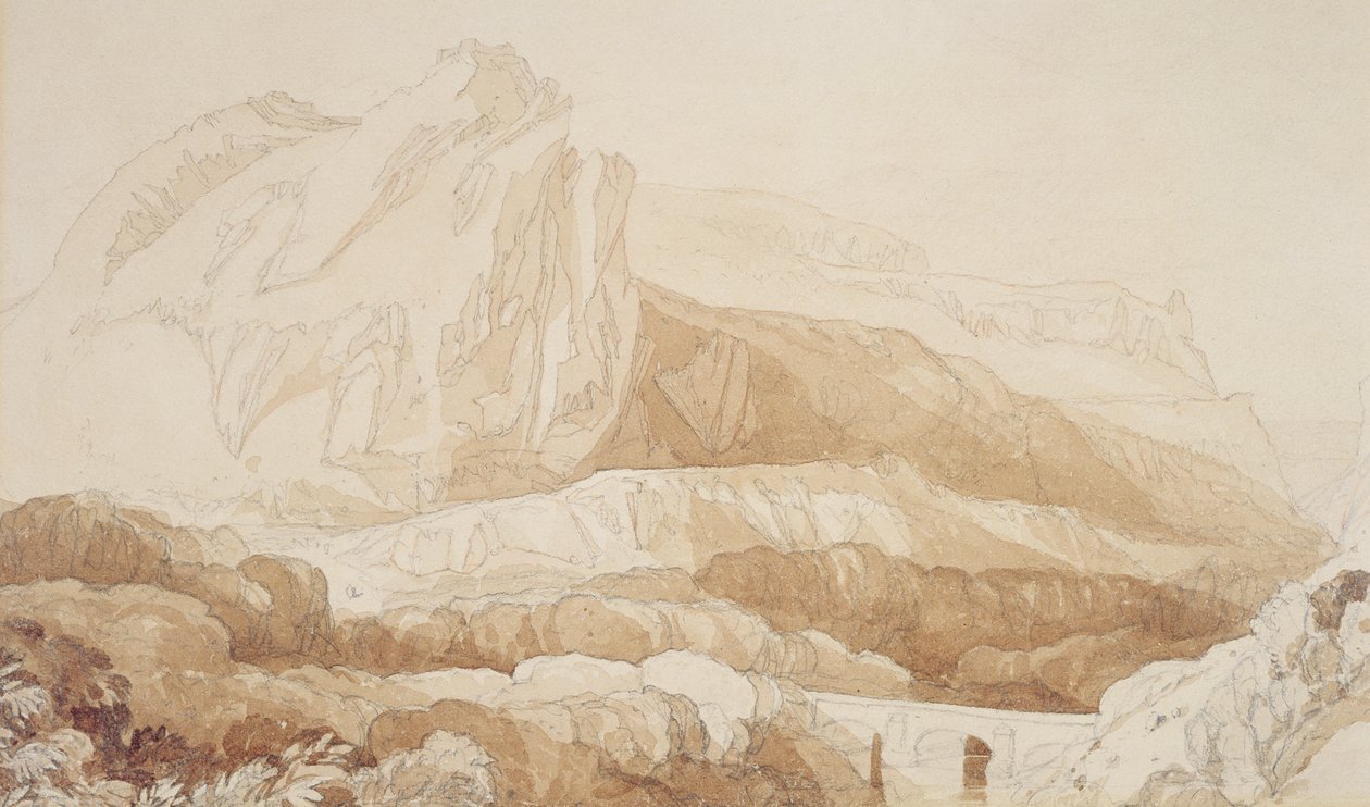Bjerget i Roule, Cherbourg (pen og vask på papir) af John Sell Cotman