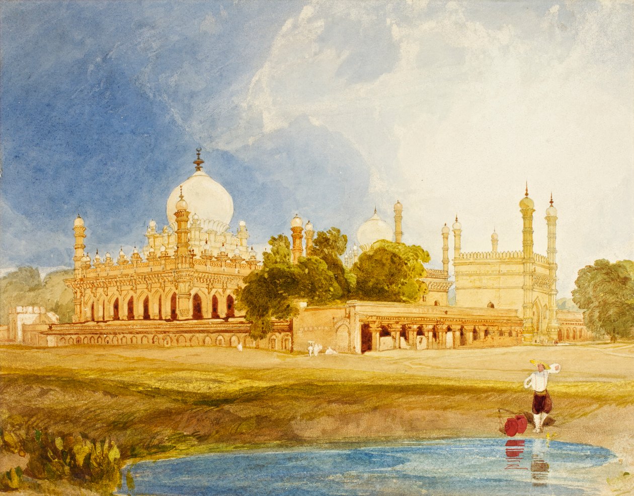 Hyder Ali Khans palads, Rajah of Mysore, ca. 1825 (wc og blyant på kort) af John Sell Cotman