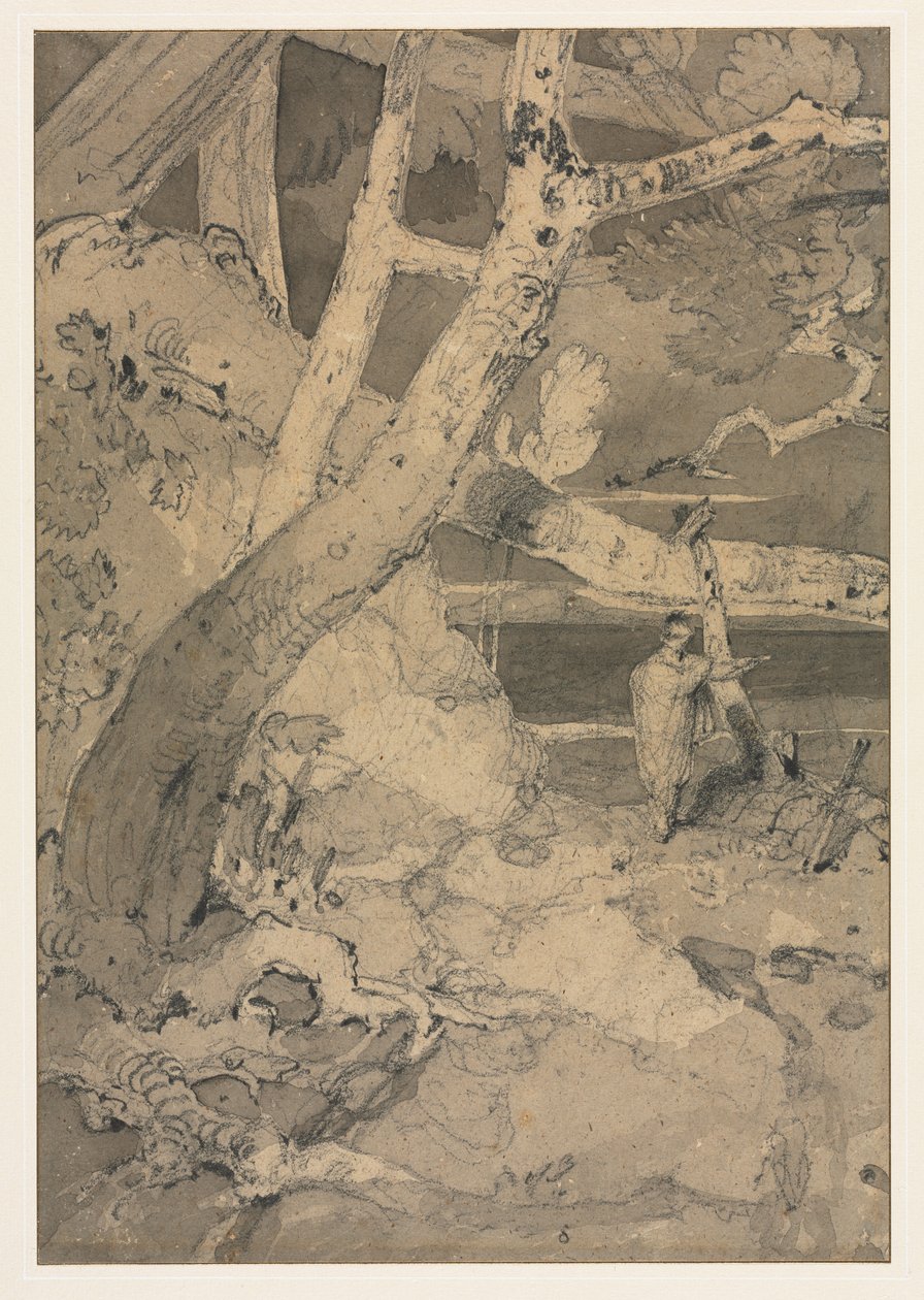 Rejsende i et skovlandskab af John Sell Cotman