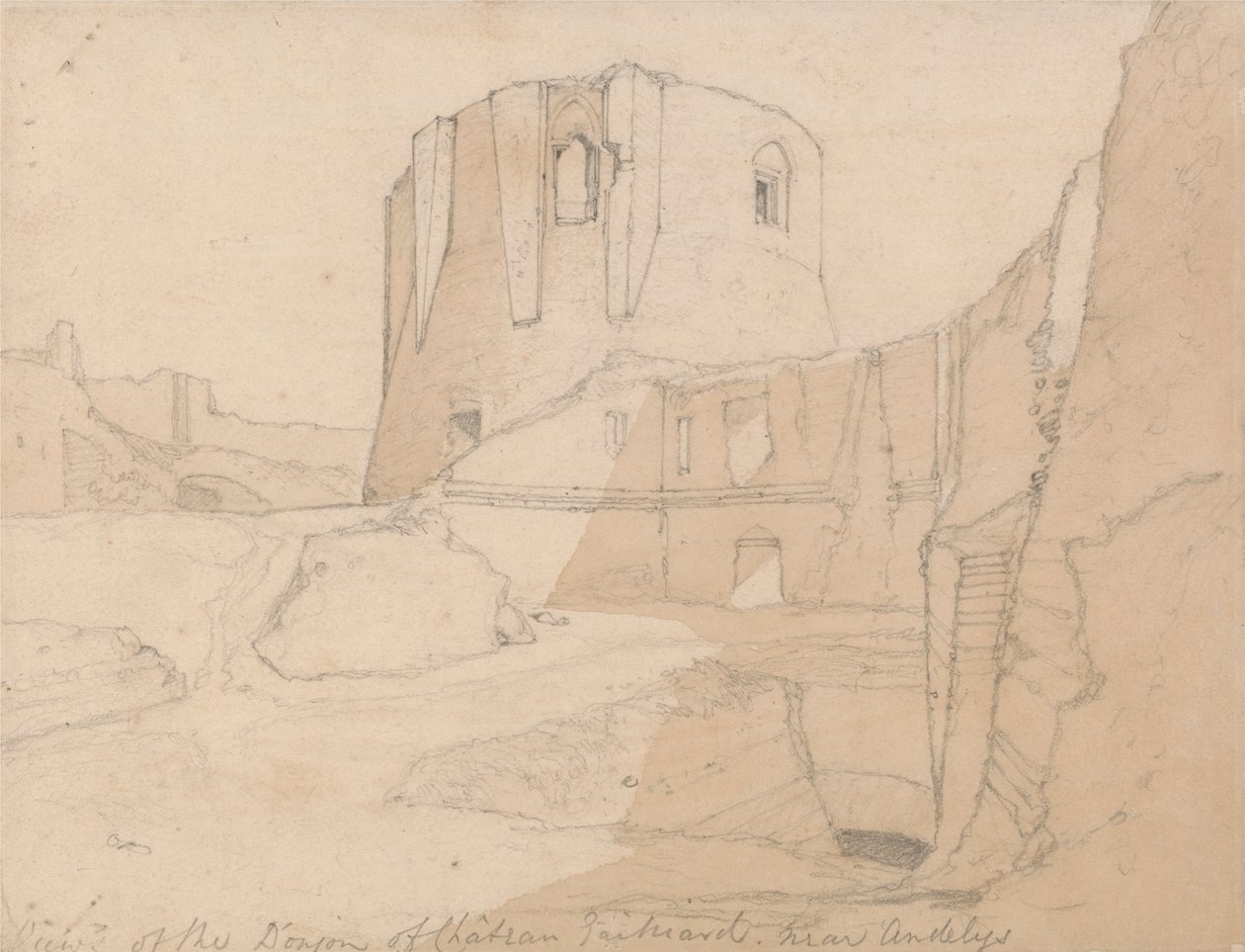 Udsigt over Donjon af Chateau Gaillard, nær Andelys, Normandiet af John Sell Cotman