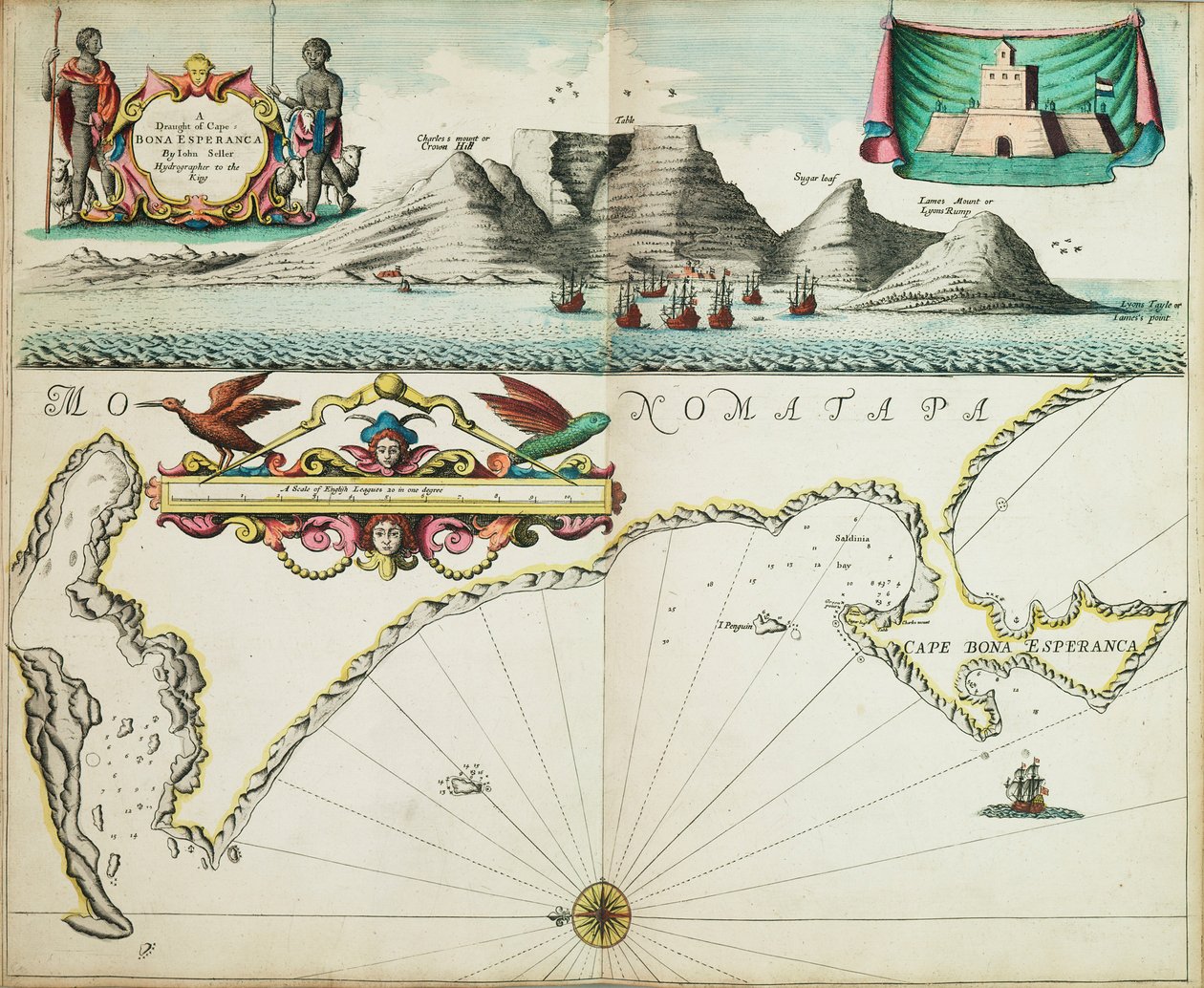 Et kort over Guinea, der beskriver kysten fra Kap de Verde til Kap Bona Esperanca. af John Seller