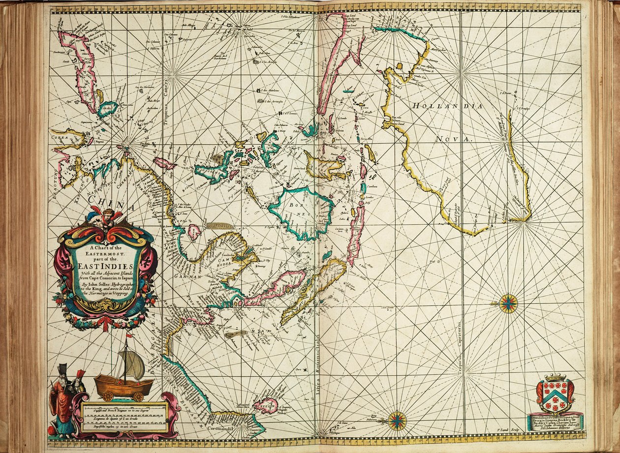 Et kort over den østligste del af Ostindien med alle de tilstødende øer fra Kap Comorin til Japan. af John Seller