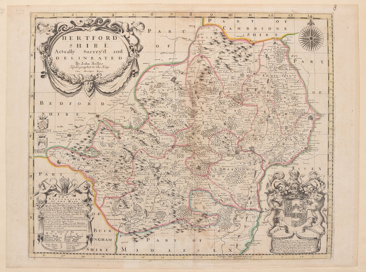 Kort over Hertfordshire af John Seller
