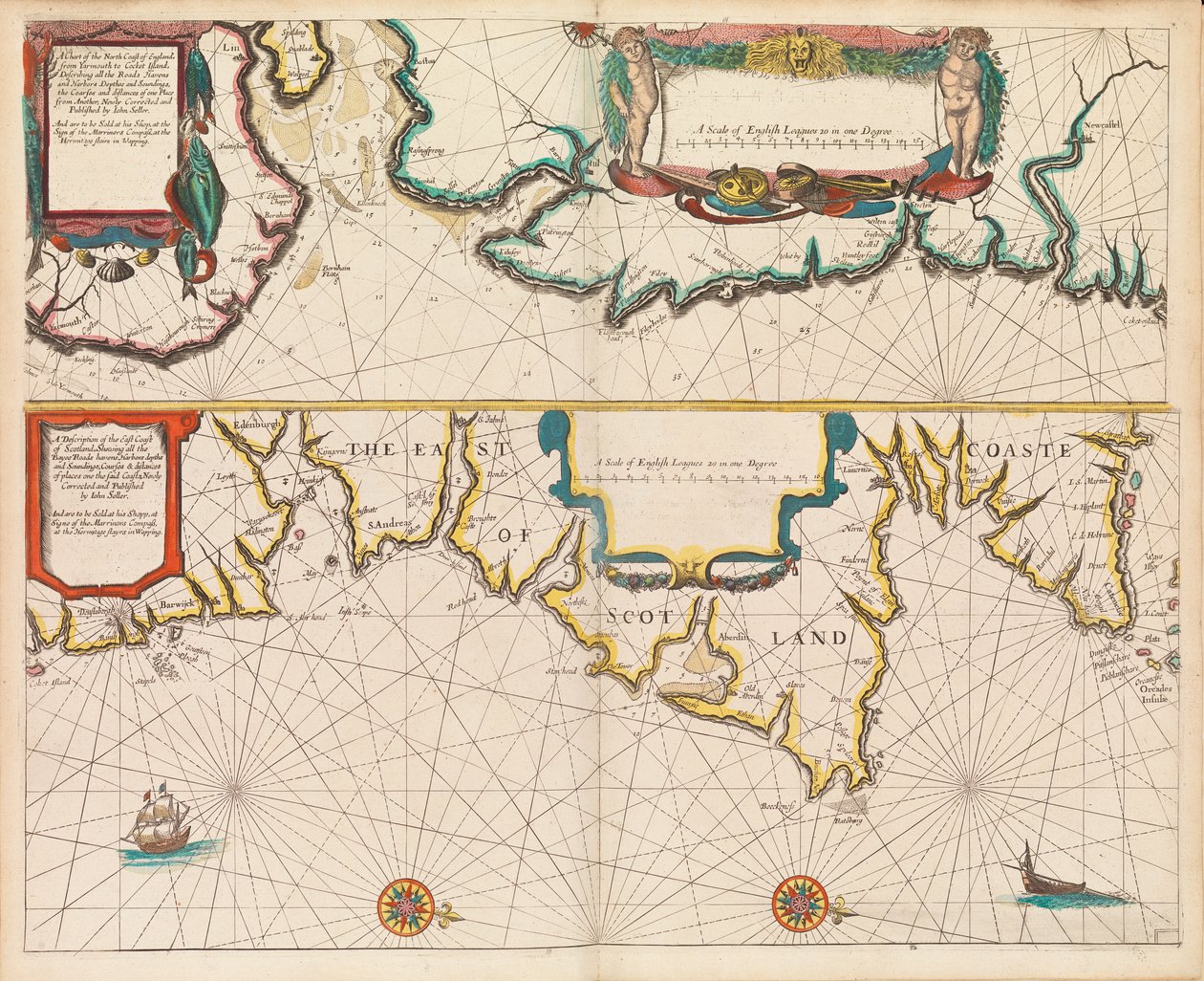 Den engelske lods, den første bog: beskrivelse af den nordlige navigation, ca. 1671 (papir) af John Seller