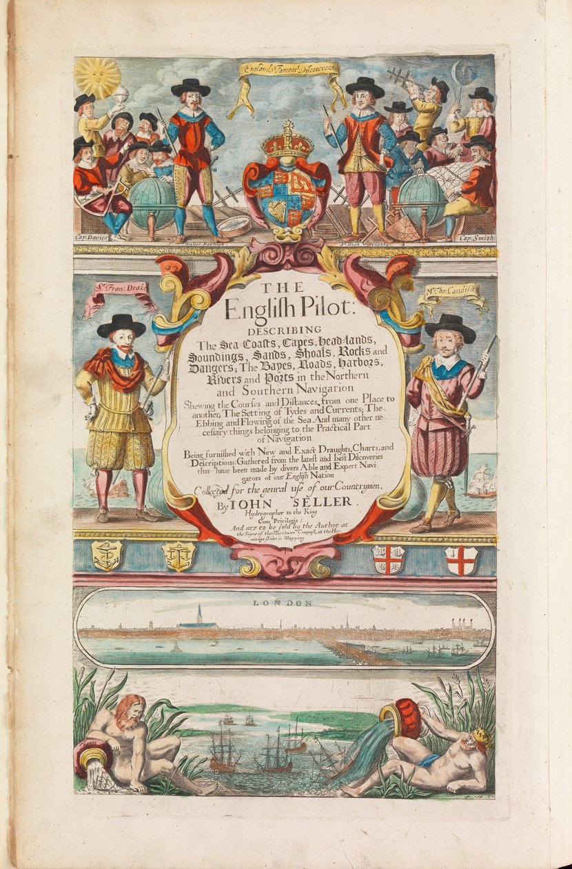 Den engelske lods, den første bog: beskrivelse af den nordlige navigation, ca. 1671 (papir) af John Seller