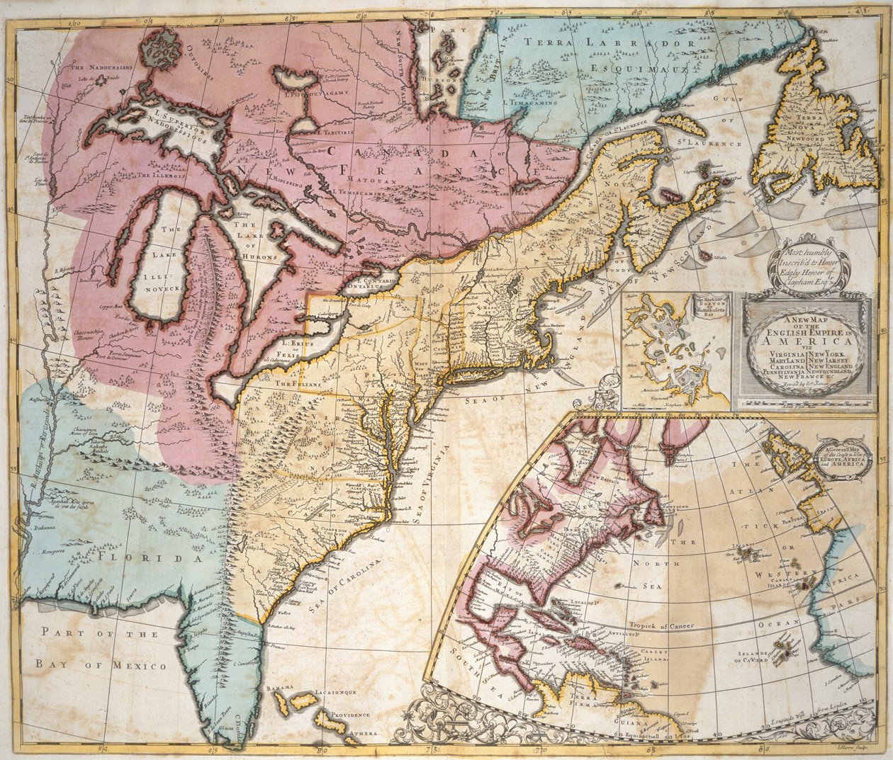 Et kort over Amerika og Canada, fra 