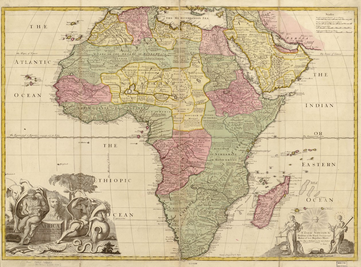 Afrika - korrigeret ud fra observationer foretaget af Royal Society i London og Paris. LOC 2005625330 af John Senex