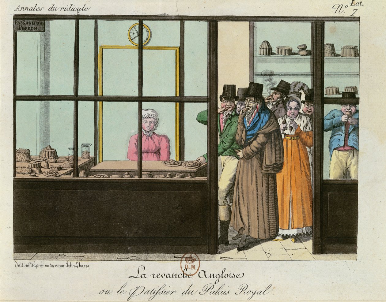 The English Revenge eller, The Patisserie at the Palais Royal, c.1815 af John Sharp