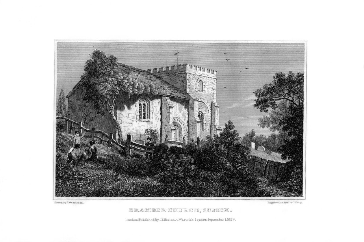 Bramber Church, West Sussex, 1829. af John Shury