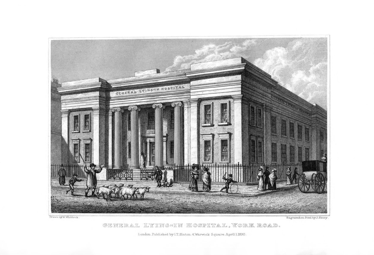 General Lying-in Hospital, York Road, Lambeth, London, 1830. af John Shury