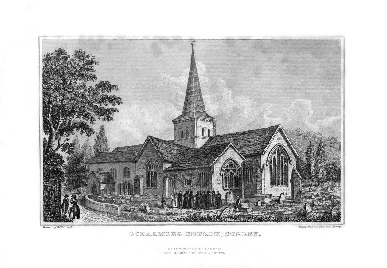 Godalming Church, Surrey, 1829. af John Shury
