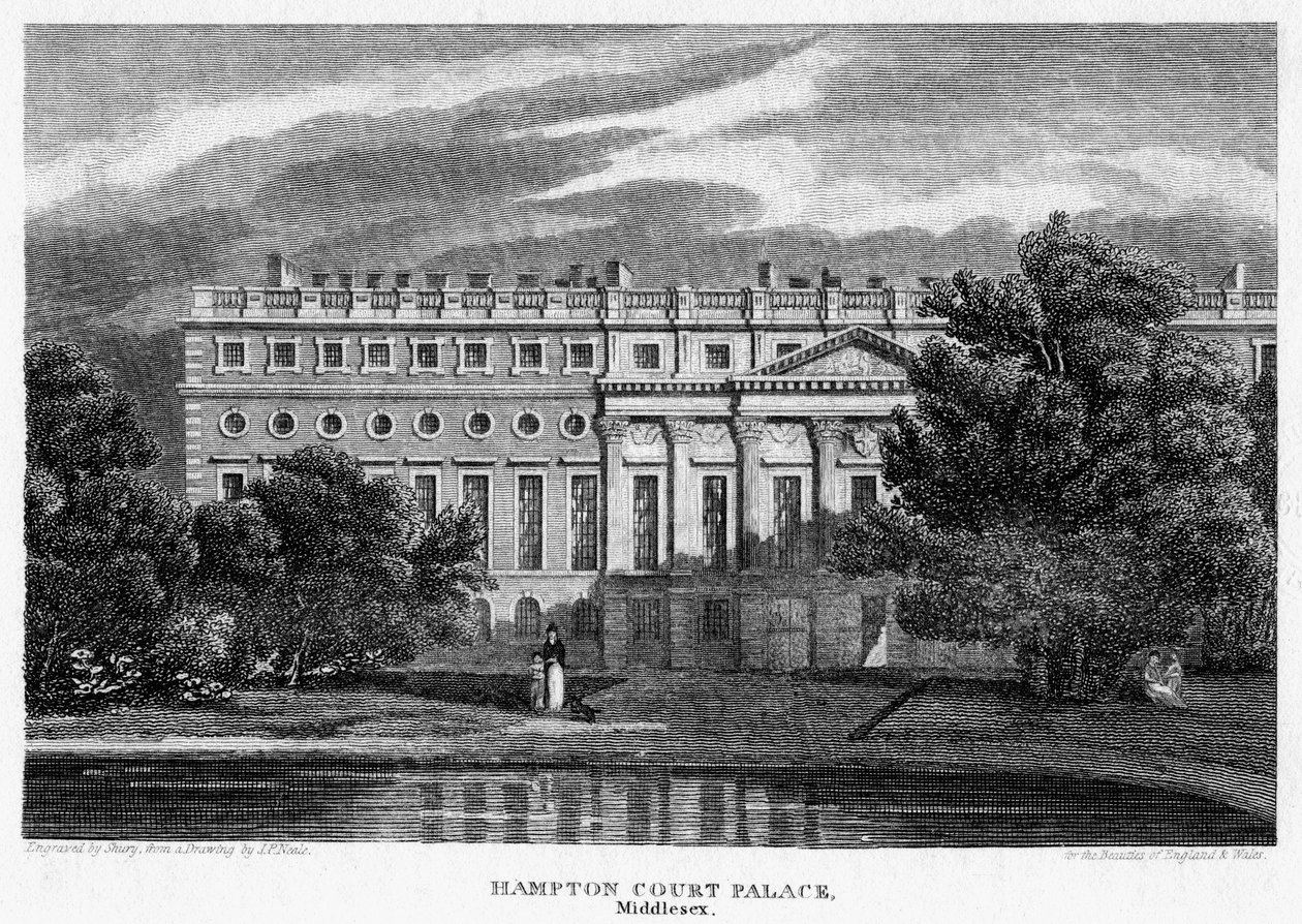 Hampton Court Palace, London, 1814. af John Shury