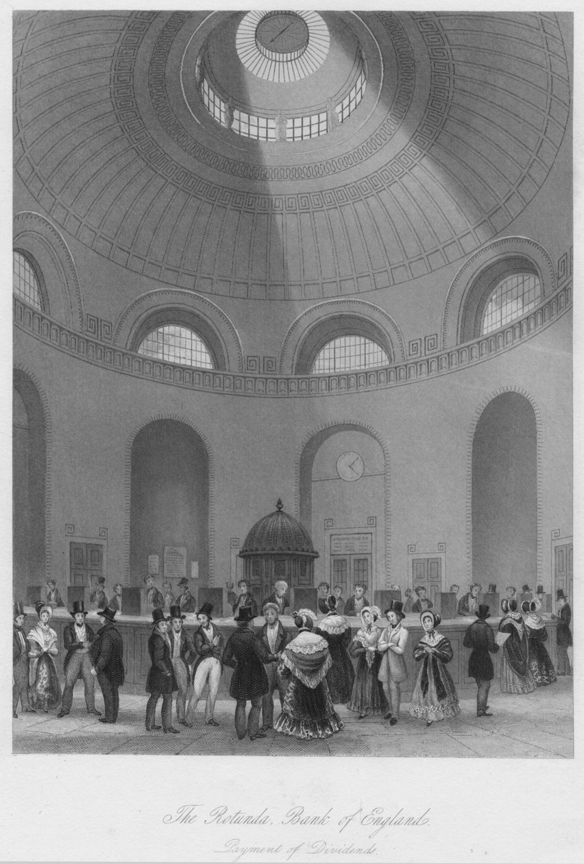 The Rotunda, Bank of England - Betaling af udbytte, c1841 af John Shury