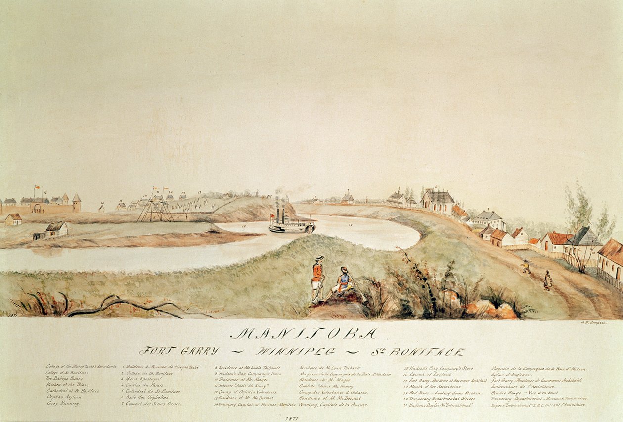 Manitoba, viser en handelsstation fra Hudson Bay Company, 1871 af John Simpson