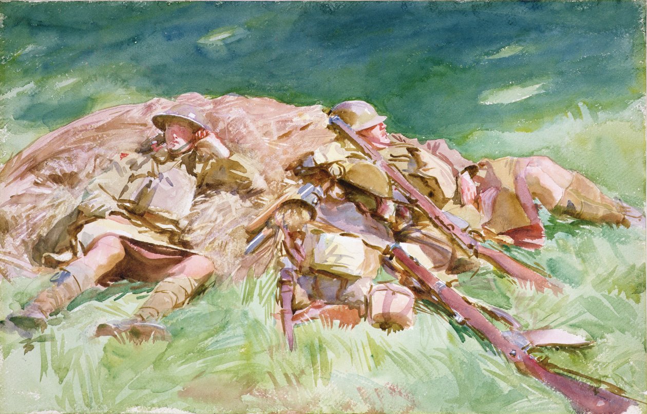 1151 Highlanders hviler ved fronten, 1918 af John Singer Sargent