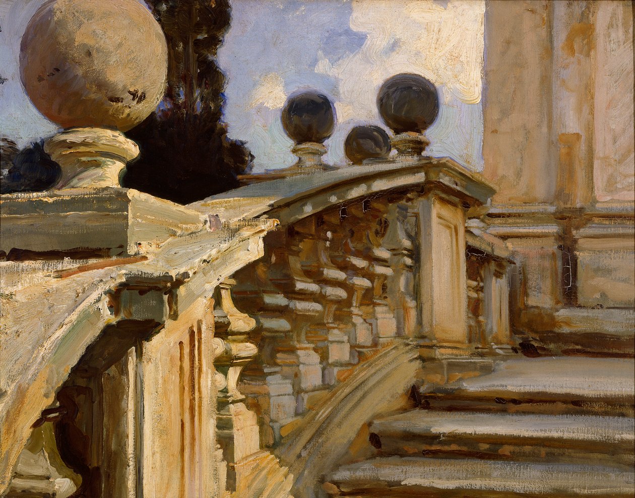 En balustrade, c1880-1920 af John Singer Sargent