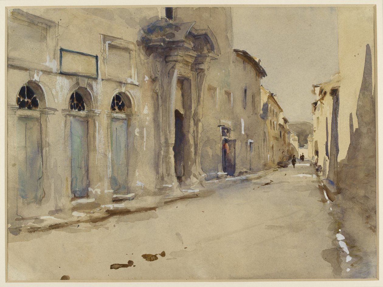 A Street in Spain (akvarel over grafit med strejf af kropsfarve) af John Singer Sargent