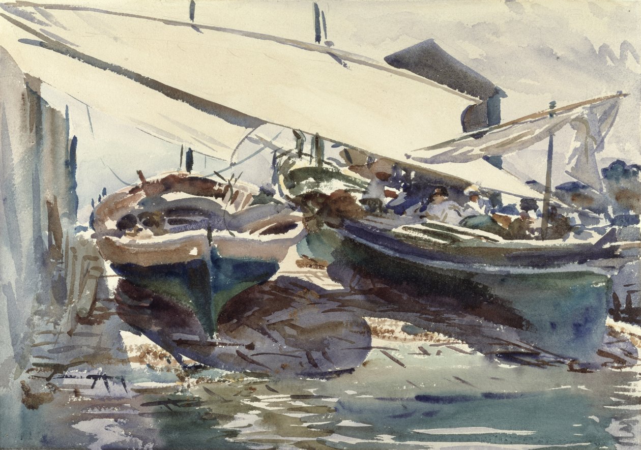 Både tegnet op (wc på papir) af John Singer Sargent