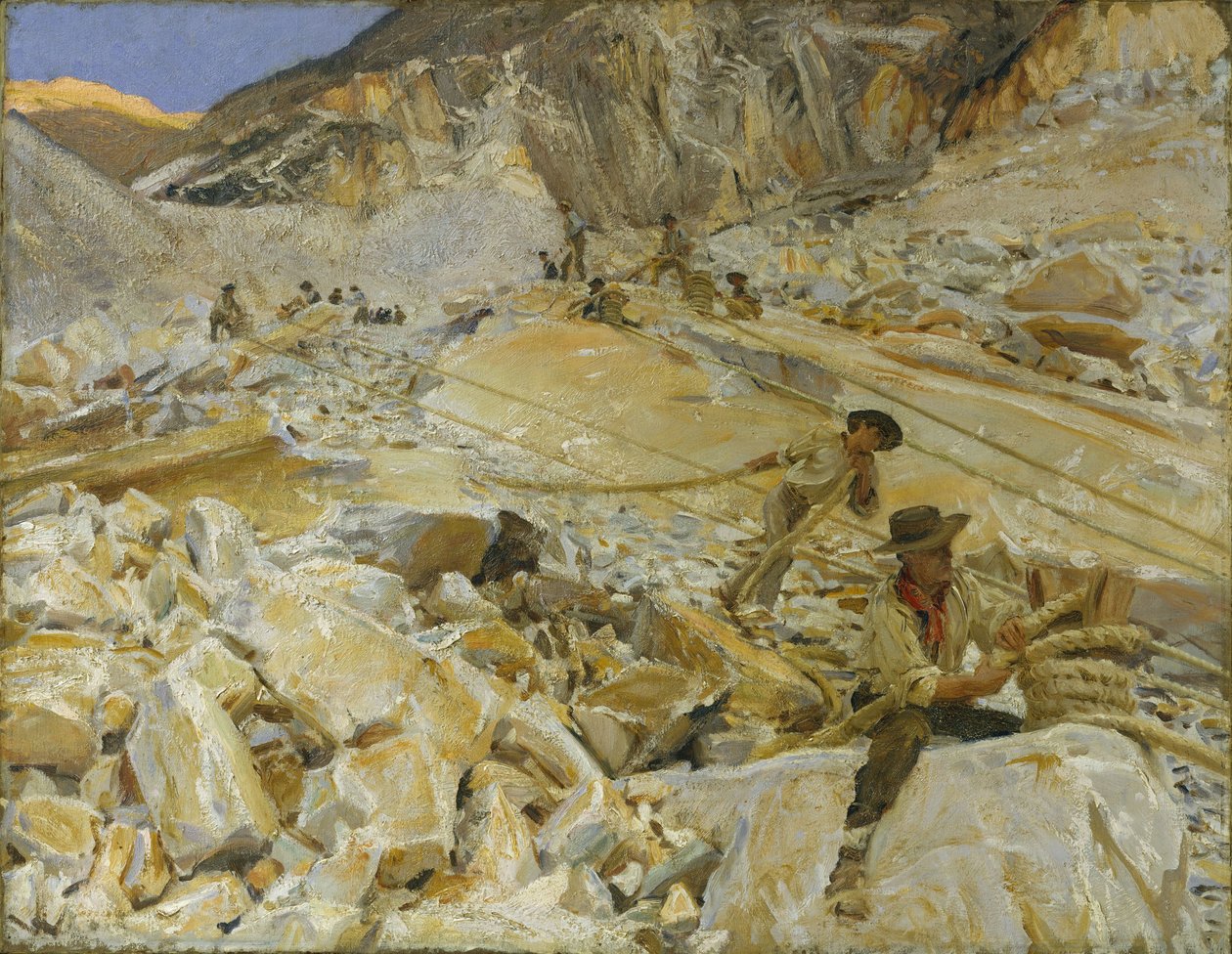Nedbringelse af marmor fra stenbruddene til Carrara, 1911 af John Singer Sargent