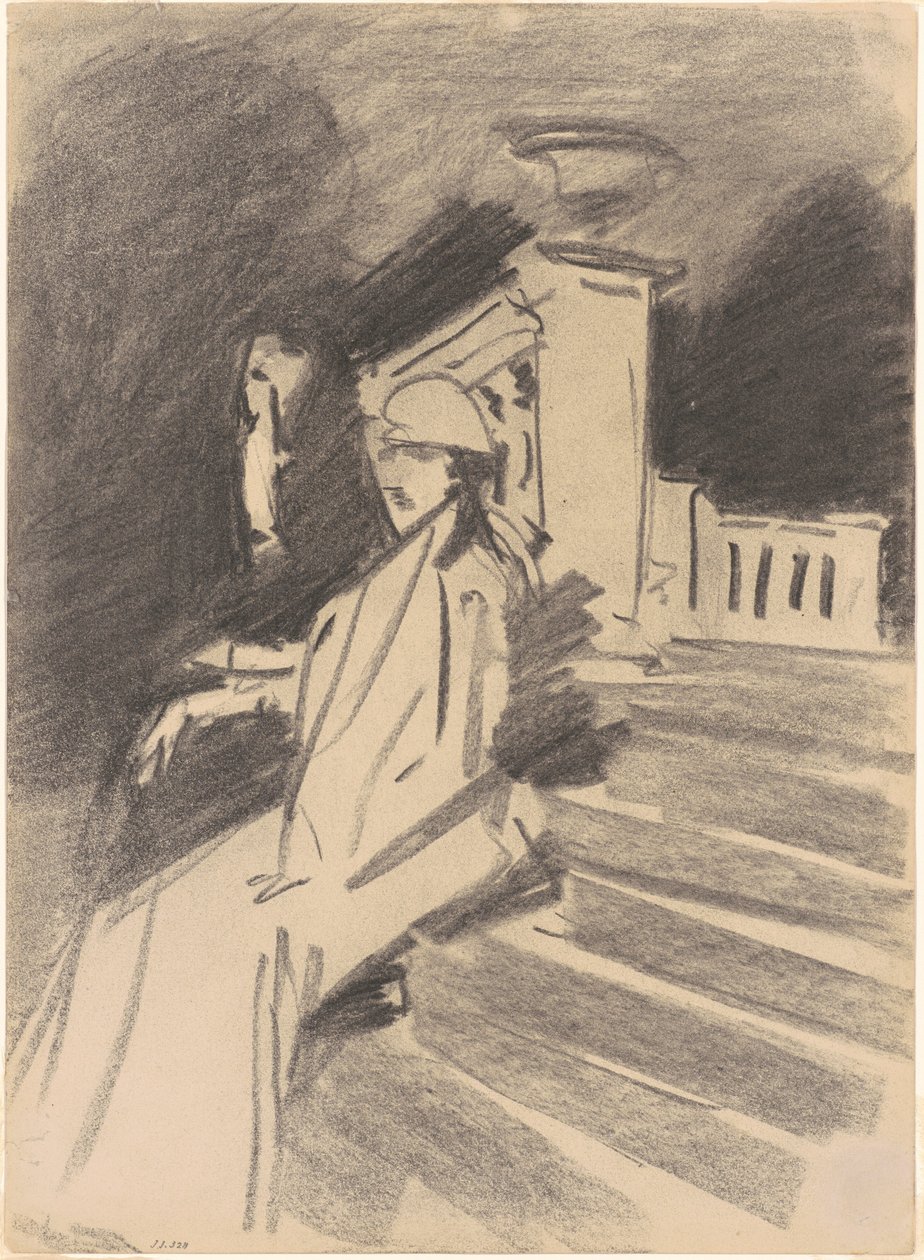 Ved springvandet, Villa Torlonia, Frascati, Italien, ca. 1907. af John Singer Sargent