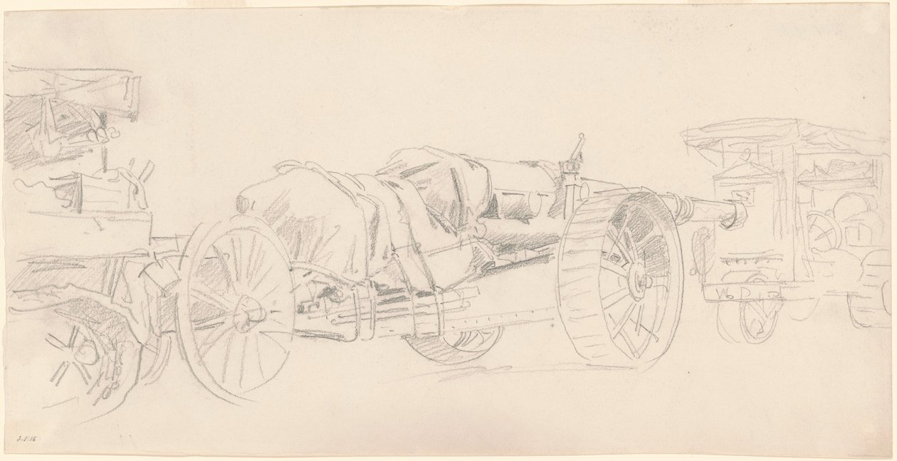 Cannon Trailers, Frankrig, 1918. af John Singer Sargent
