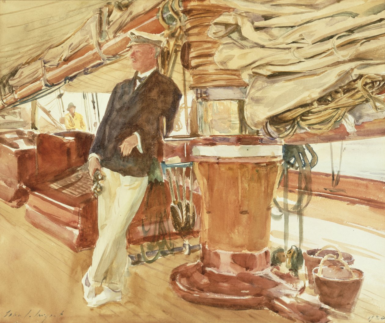 Kaptajn Herbert M. Sears på dækket af skonnerten Yacht Constellation af John Singer Sargent