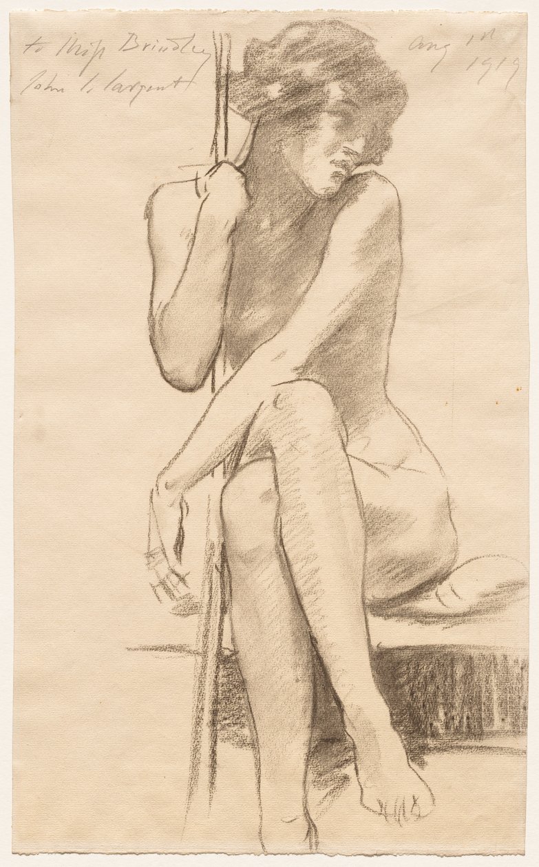 Nøgen kvinde siddende på en lav bænk af John Singer Sargent