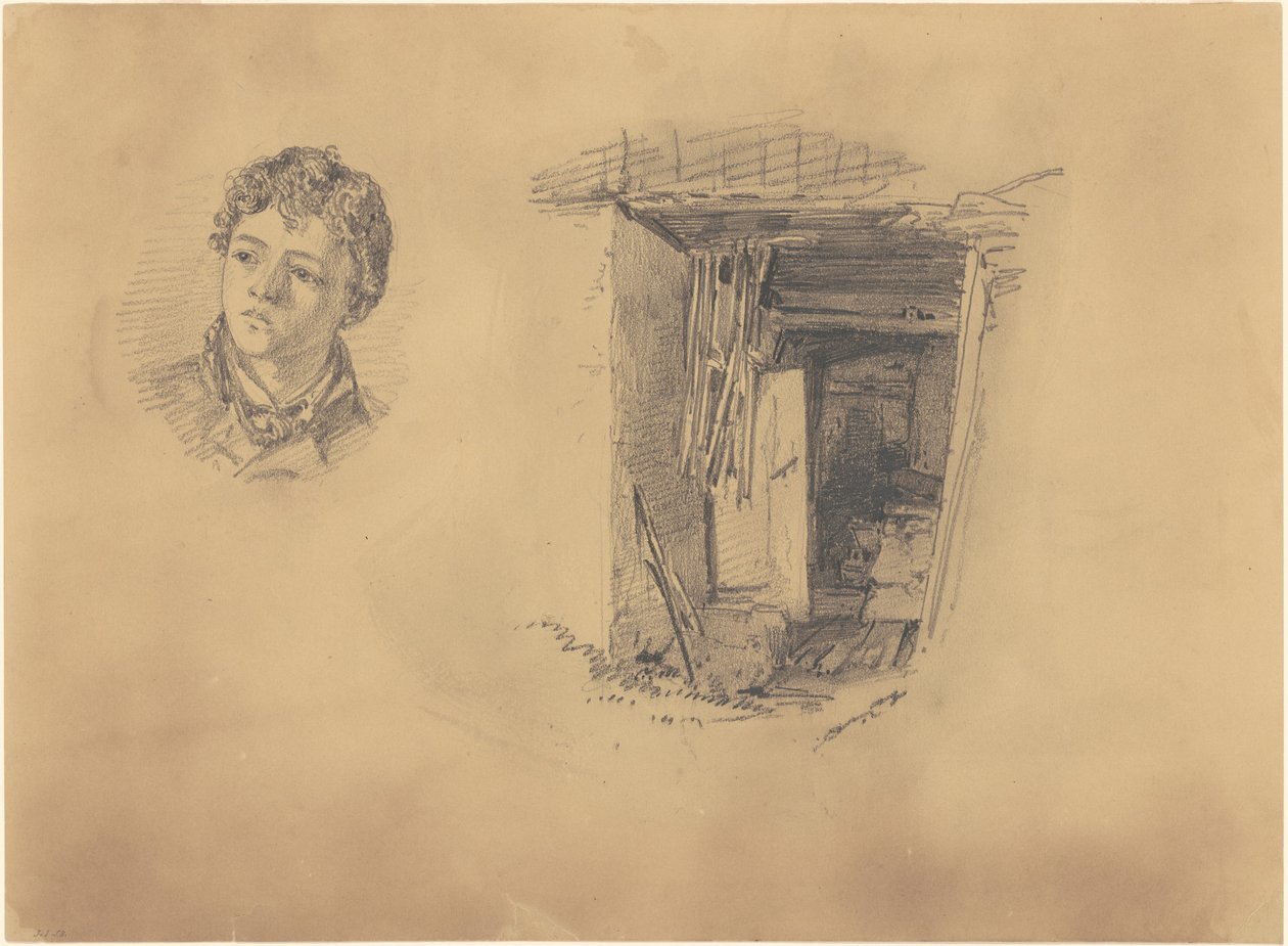 Hoved af en dreng; og indgangen til en hytte af John Singer Sargent